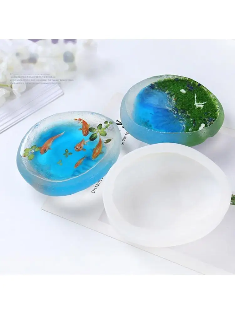 DIY натуральный камень форма смолы художественные формы яркие золотые рыбки