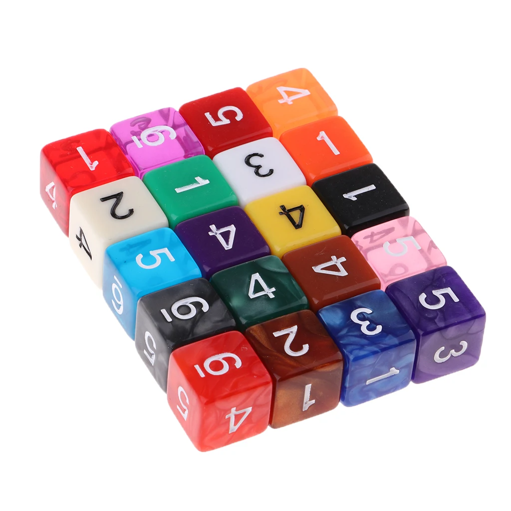 

20 штук 6 кубиков с номерами вечерние настольная игра Дети Математика практики Мульти-Цвет Прозрачный Многогранные кости оптом для Семья