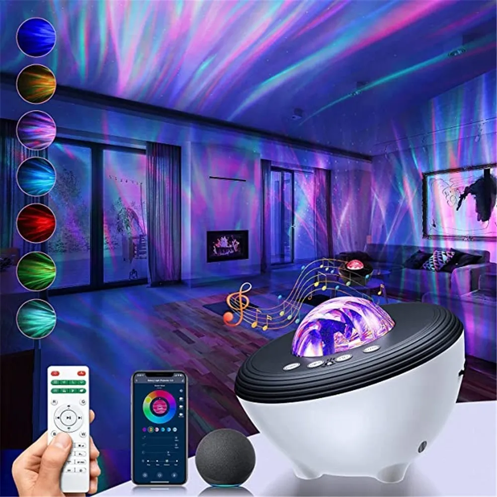 

New Aurora Northern Light Starry Sky Galaxy Projector Night Lights Work with APP Control & Remote Room Projection Lamp Gift