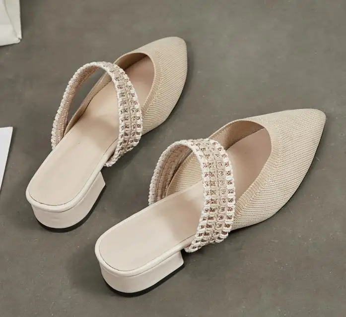 Сетчатые красные женские шлепанцы новинка 2019 сандалии Baotou ленивые полутапочки