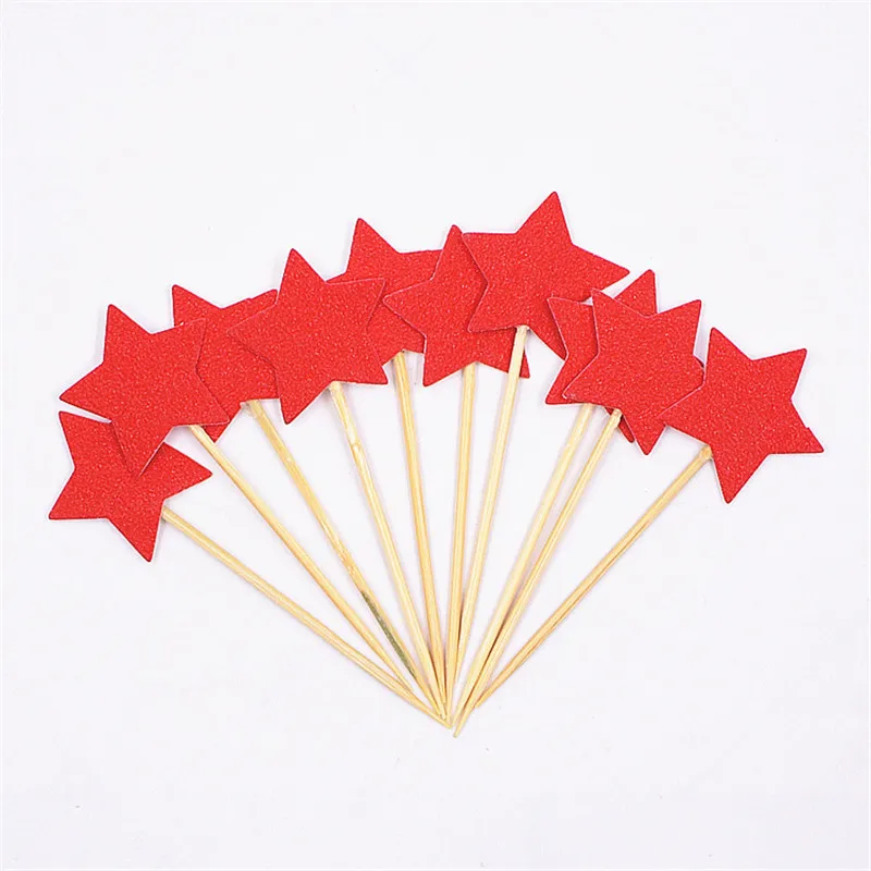 

10pcs Mini Star Cupcake Toppers Birthday Cake Topper Cake Decoration Wedding Party Decorations Cake Flags Party Supplies