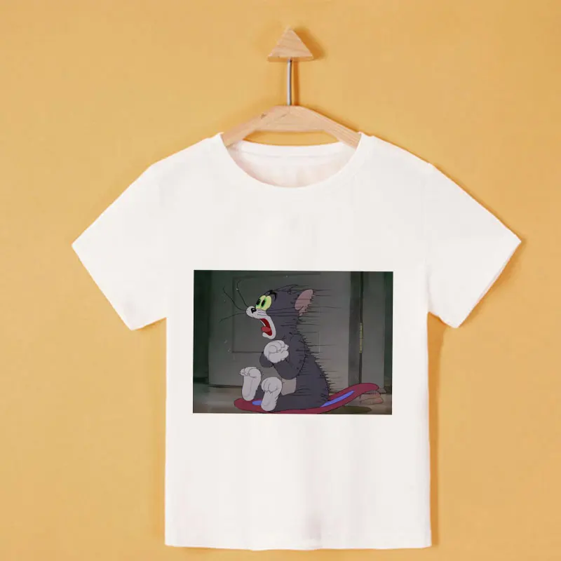 

Unisex Kids Fashion Tshirt Cat And Mouse Cute Cartoon Baby Boy Tshirt Funny Harajuku Girl Tshirt Round Neck Printed Kids Tshirt