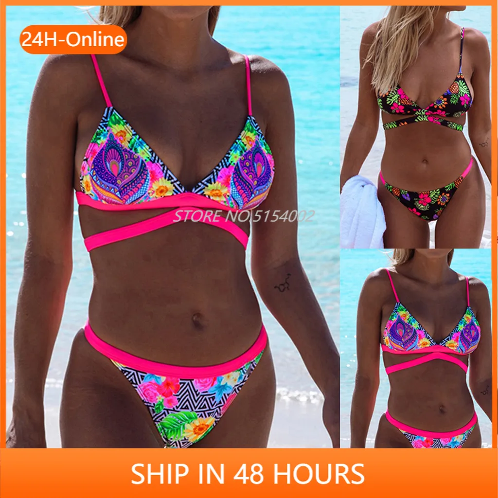 

Two Pieces Bather Swimwear Women Bodysuit Push Up Boho Print Bikini Swimwear Exquisite Ladies Swimsuit Beachwear Swim Bodysuit