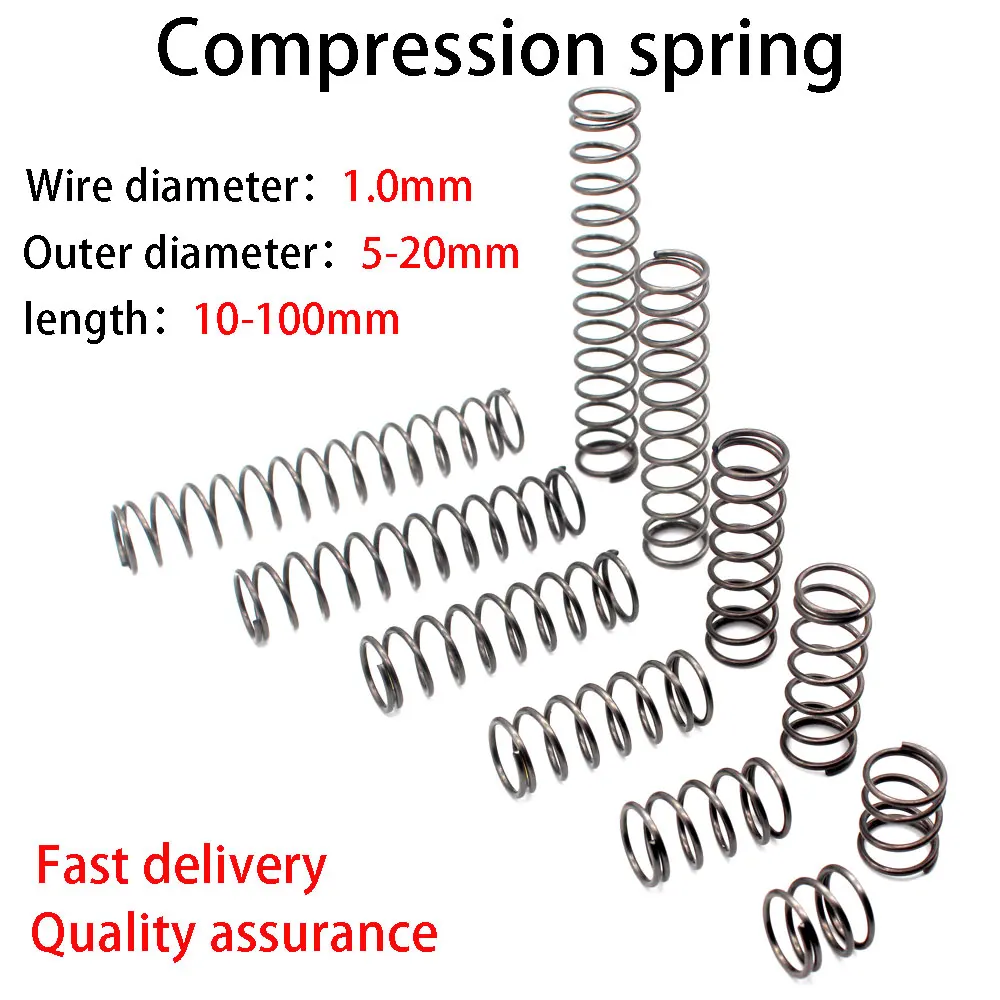 

Spiral Spring， Compression Spring, High Quality Spring Steel, Wire Diameter 1.0mm, Outside Diameter 5-20mm, Length 10mm-100mm