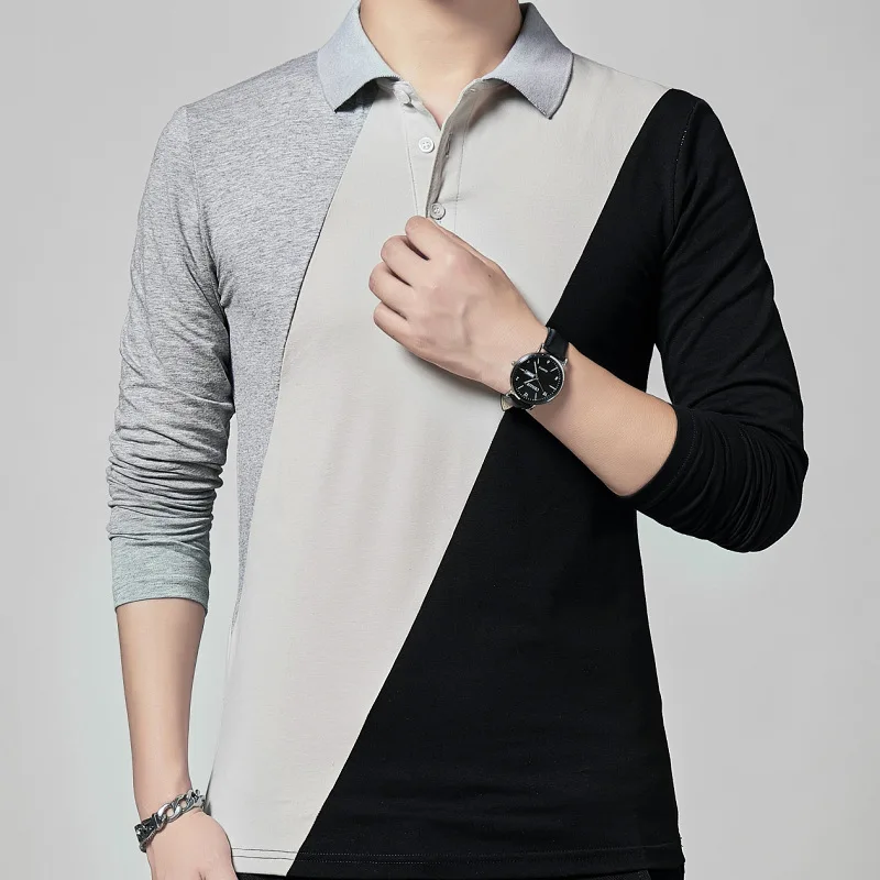 

Men's long sleeve T-shirt 2021 fashion new splicing cotton t shirt