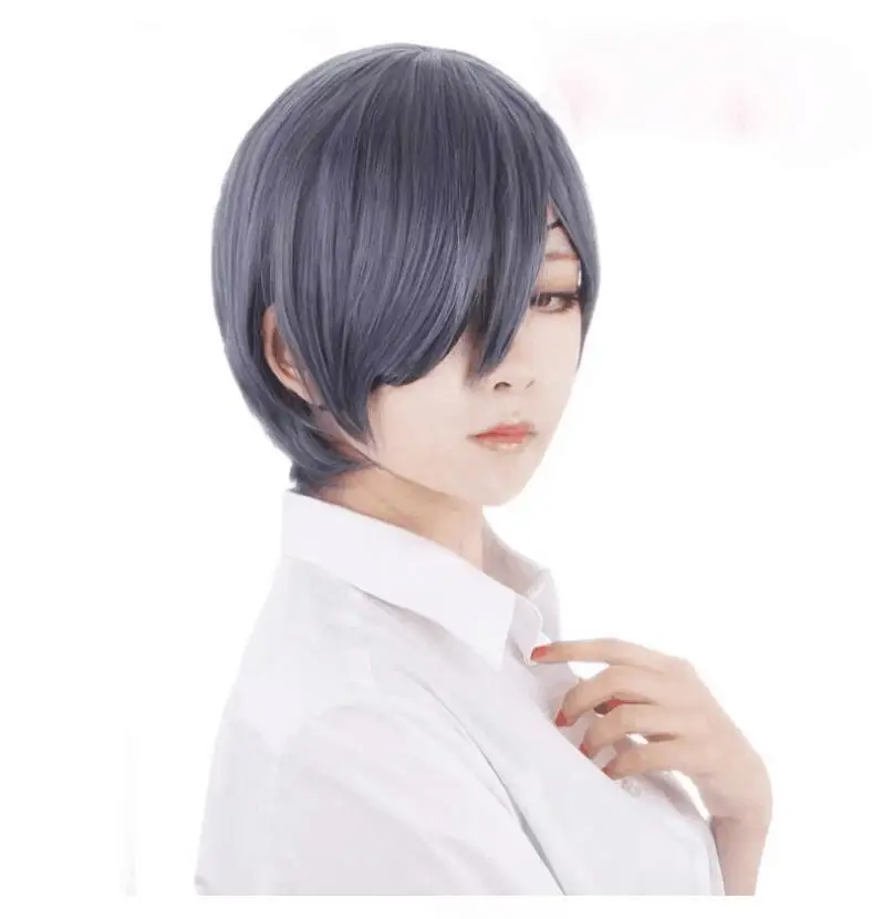 Аниме Черный дворецкий Kuroshitsuji Ciel Phantomhive серые парики синий устойчивый к нагреву