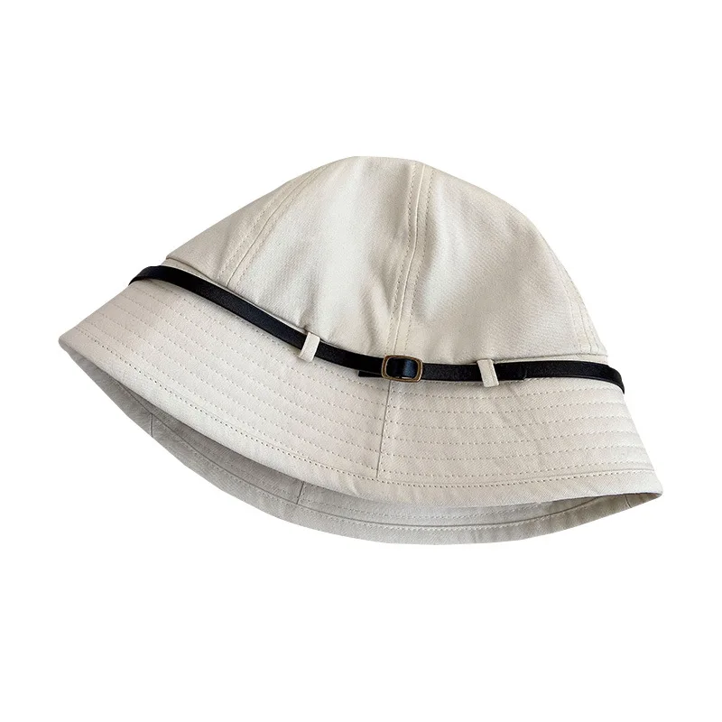 

Pure color belt fisherman's Hat Women's spring summer sunshade tide versatile new short brim bucket basin hat