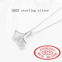 s925 sterling silve fine jewelry simple ginkgo leaf pendant necklace temperament female clavicle chain girlfriend birthday gift