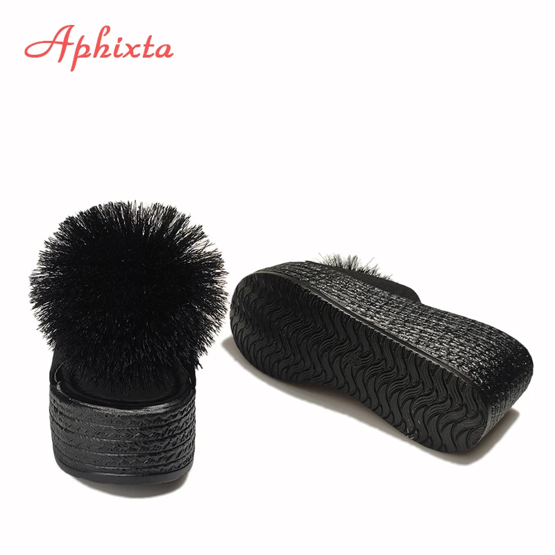 Сланцы Aphixta женские с помпоном пляжные шлепанцы на платформе 3 54 дюйма/9 см