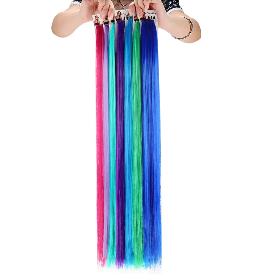 

Synthetic Long Colorful Straight 5 Pieces Per Set 24Inch Clip In Hair Extension For Women Girls Fashionable By Fashion Icon
