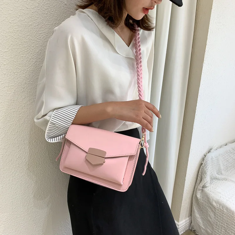 

New Arrivals Women's Bags Small Square Bag Shoulder Messenger Bag Woven Shoulder Strap Decoration Fashionable Small Square Bag