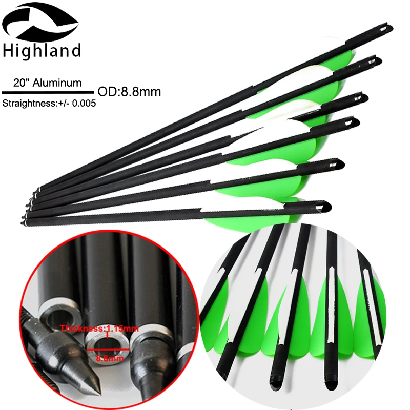 

6 шт., высококачественные стрелы для стрельбы из лука, 4 дюйма, ТПУ, 16 дюймов, 18 дюймов, 20 дюймов, алюминиевые стрелы для охоты, арбалеты, болты д...