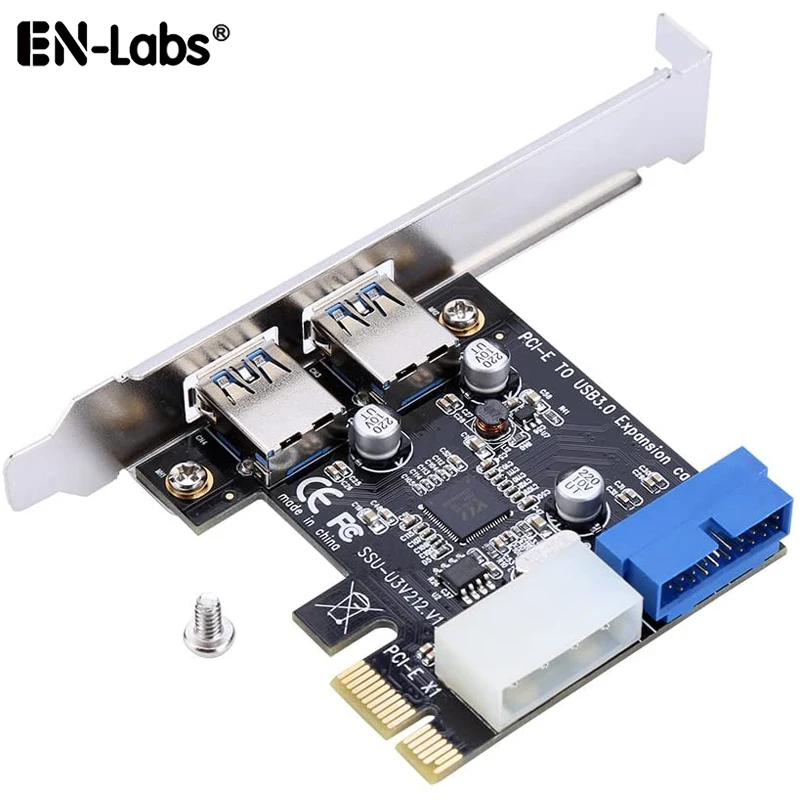 

En-Labs 4 Port PCIE PCI-e to USB 3.0 (2 x Type A+ 20 Pin Internal) Expansion Card Hub PCI Express Card Adapter w/ Molex Power