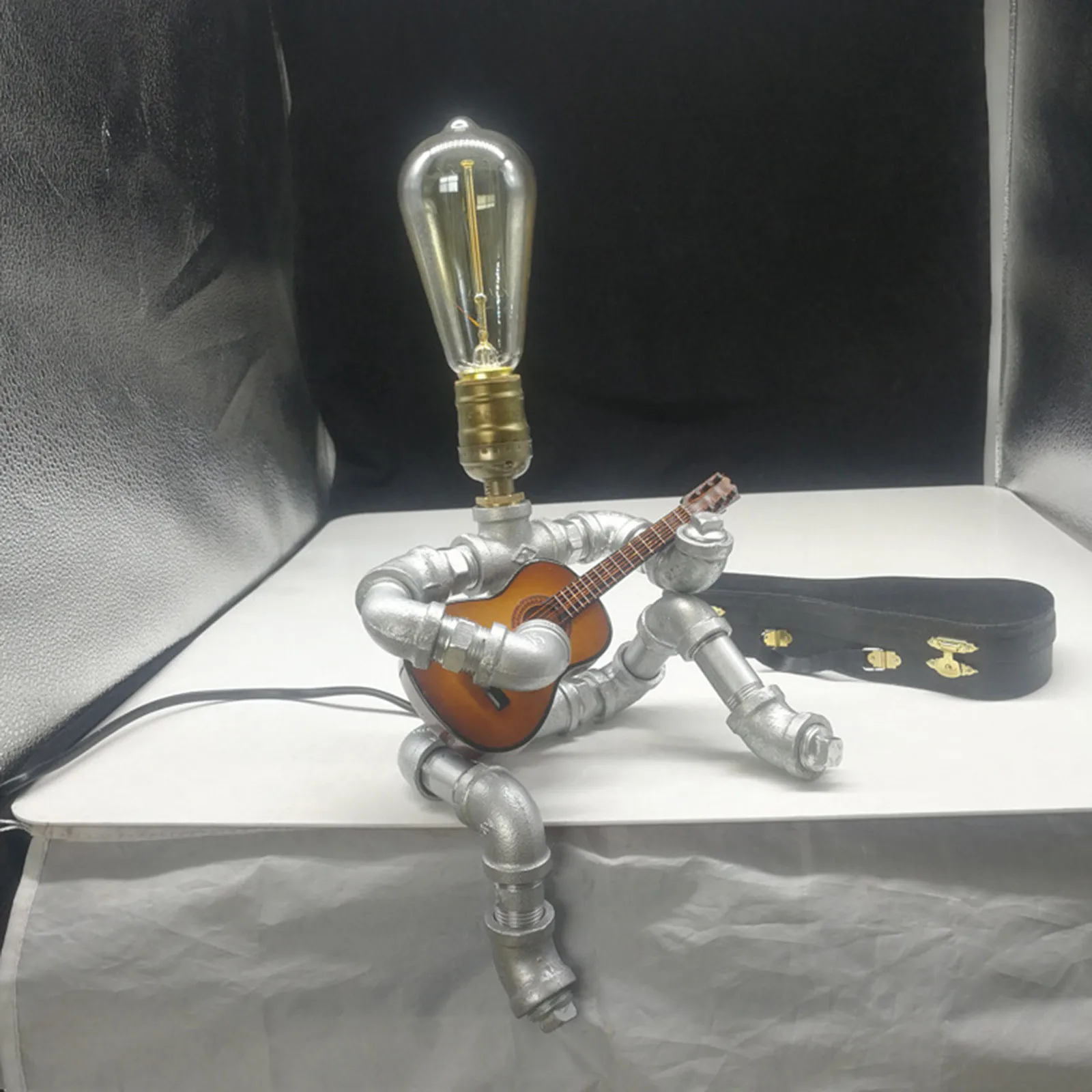 

1pc Steampunk Style Table Lamp Retro Style Guitarist Decorative Lights Bedroom Living Room Night Light Holiday Unique Gifts#W