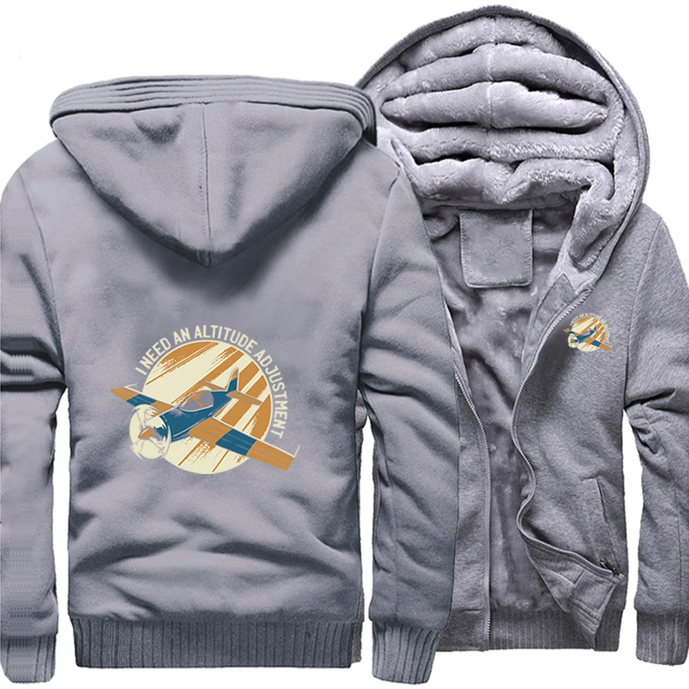 

I Need An Altitude Adjustment Fighter Casual Outdoor Hoodies Coat Men Printed Street Sweatshirt Winter Warm Thick Fitted Jackets