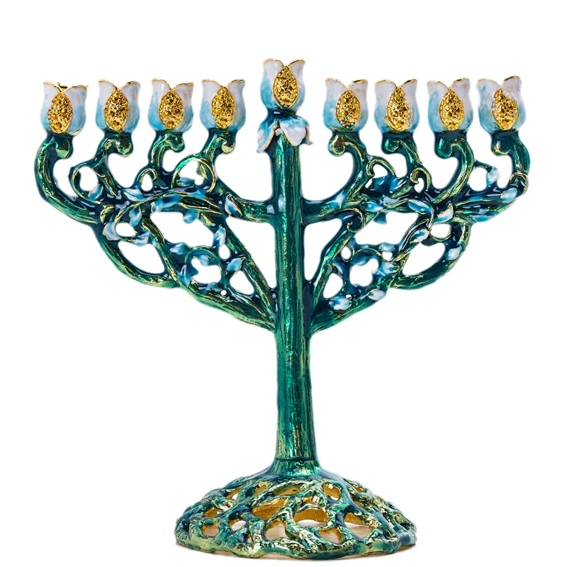 Type 1 H& D 5 стилей Иудейская Менора Античная коллекция Hanukkah Menorah Статуэтка ручная роспись подсвечник держатель для дома вечерние украшения подарок - Цвет: Type 1