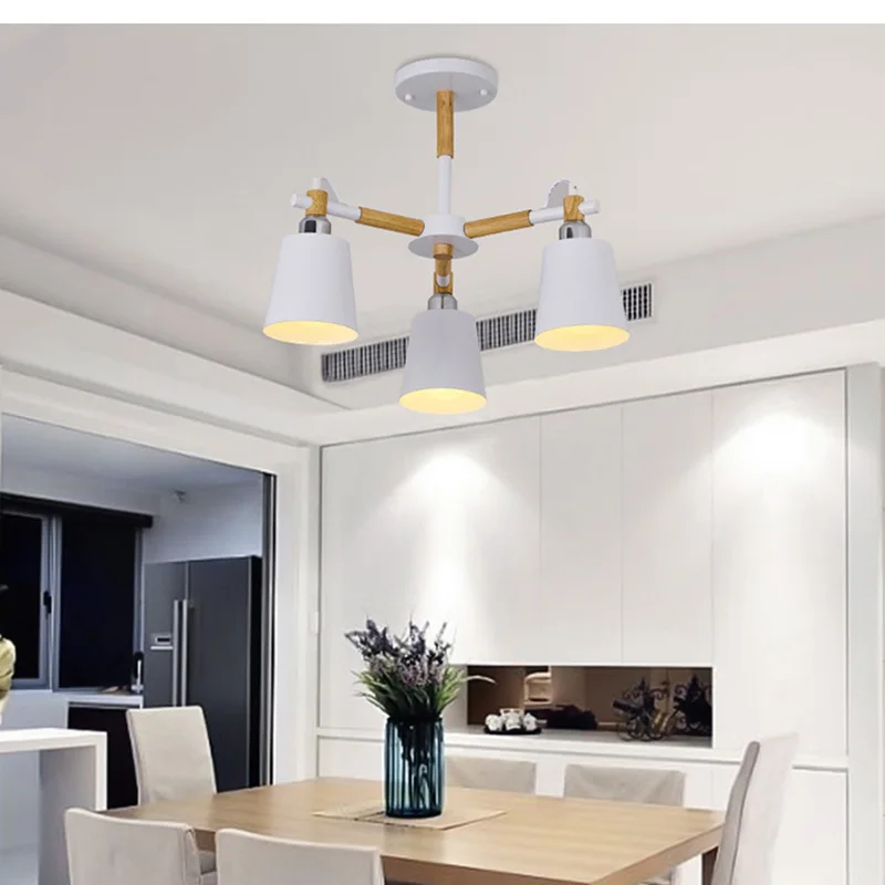 

New Nordic Wood Chandelier Lamp Modern Pendant Light For Living Dining Room Kitchen Kids Bedroom Indoor Hanging Lights Fixtures