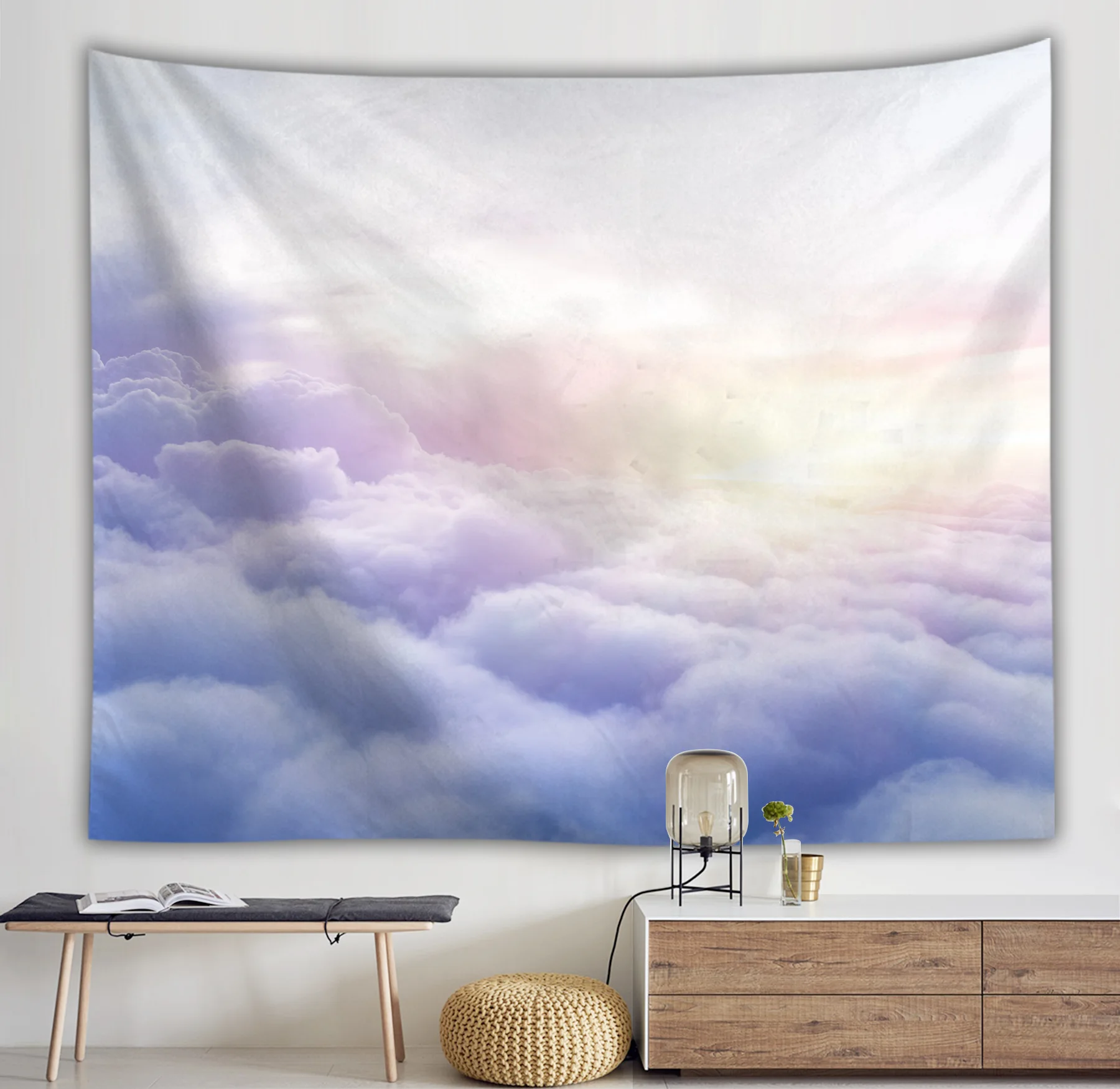 

Yaapeet 1pc Cloud Printed Wall Hanging Polyester Sky Pattern Wall Tapestry Elegant Colorful Hanging Tapestry Pink Wall Decor