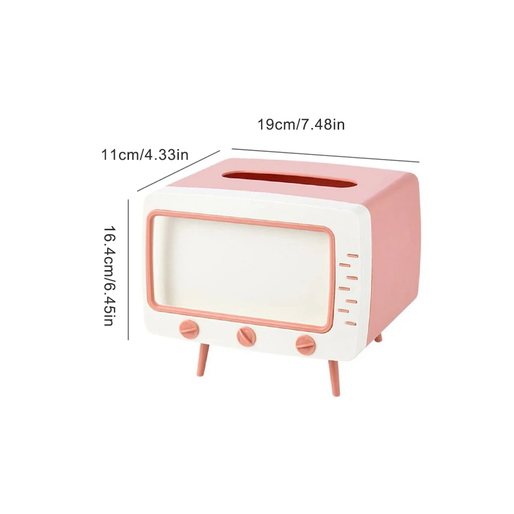 

Creative 2 In 1 TV Tissue Box Desktop Paper Holder Dispenser Storage Napkin Case Organizer with Mobile Phone Holder
