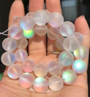 matte austria white pink crystal moonstone glitter round natural loose bead for jewelry making diy bracelet necklace 6 8 10 12mm
