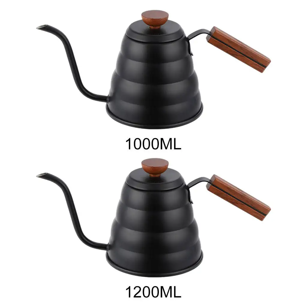 

Stainless Steel Coffee Drip Kettle Thin Flow Spout Teapot Wooden Handle Drip Coffee Pot Gooseneck Tea Kettle for Kitchenware