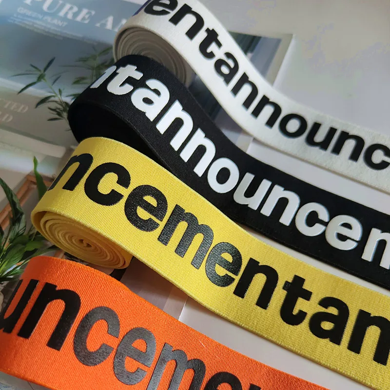 40mm Black and White Color Elastic Band Pattern Letters Rubber Webbing Clothing Clothes Sewing Accessories Supplies 1 M | Дом и сад