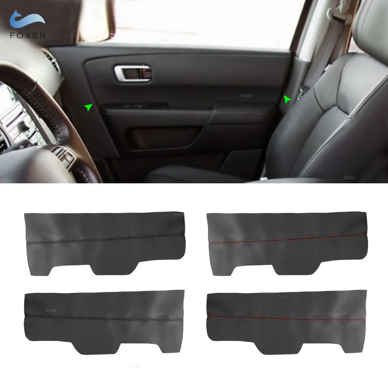 For Honda Pilot 2009 2010 2011 2012 2013 2014 2015 2pcs Car Microfiber Leather Front Door Armrest Panel Cover Sticker Trim