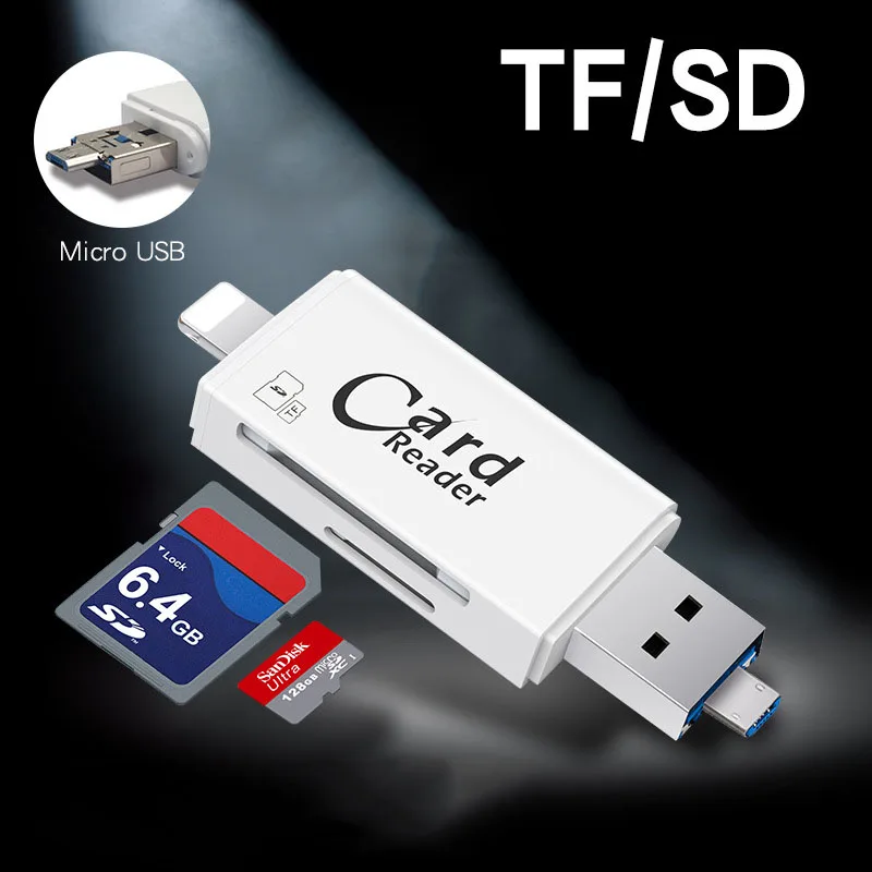 3в1 Micro USB SD TF Microsd SDHC кардридер для iPad iPhone X 8 7 6 6S Plus 5 5S SAMSUNG huawei Android OTG Phone | Компьютеры