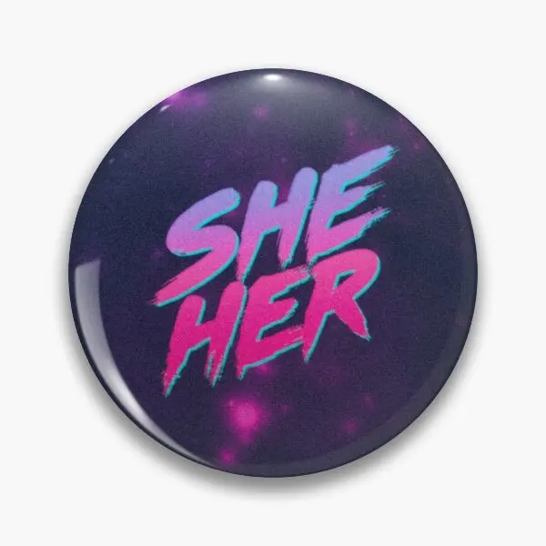 

Retrowave She Her Pronouns Soft Button Pin Clothes Gift Funny Decor Brooch Cartoon Jewelry Lover Fashion Hat Cute Metal Badge