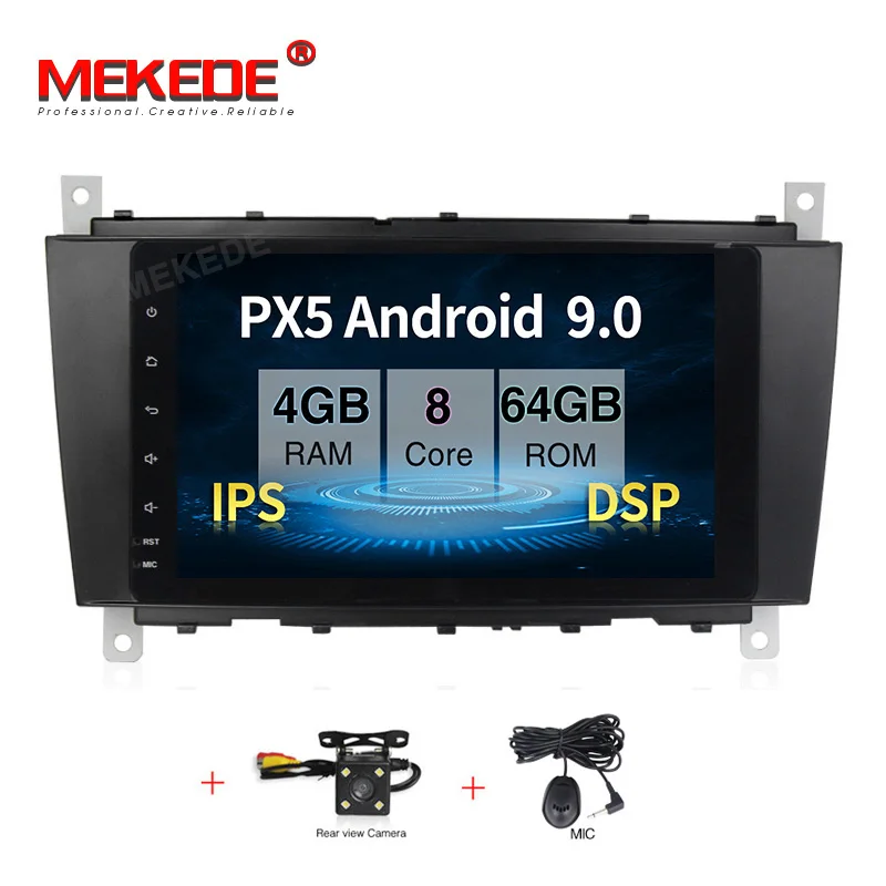 64G DVD CAMERA PX5 Android 9,0 автомобильный DVD для Mercedes/Benz C Class W203 2004-2007 c200 C230 C240 C320 C350 CLK W209 Восьмиядерный 4G ram 32G rom - Цвет: 64G DVD CAMERA