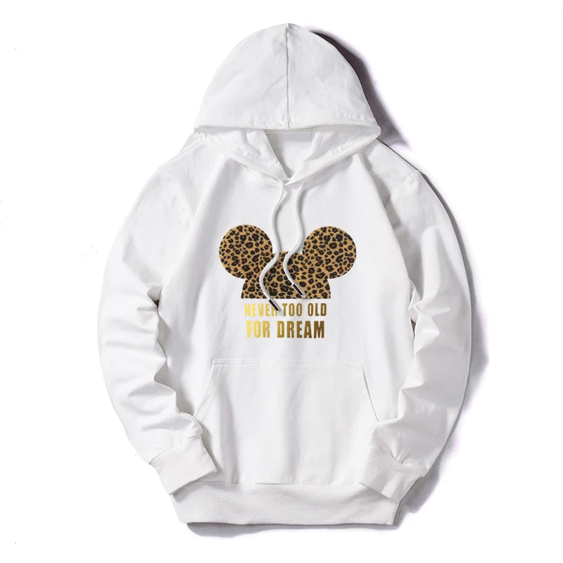 White4 Women Sweatshirt Cotton Hoodies Autumn Winter Minnie Cartoon Hoodie Print Pullover Long Sleeve Plus Size 5XL White - Цвет: White4