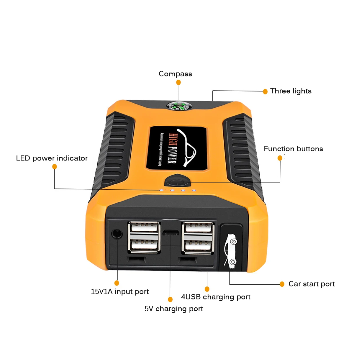 

HOT 99800mAh Car Jump Starter Power Bank Multifunction Portable Car Battery Booster Charger 4 USB 12V Emergency Power Device