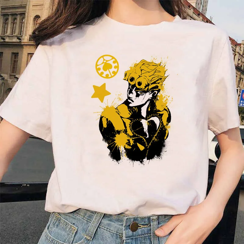 Обувь для косплея; аниме JoJo невероятное приключение Забавные футболки для мужчин и женщин; печатной футболок Повседневное Jojo футболка в стиле «хип хоп Футболки женские