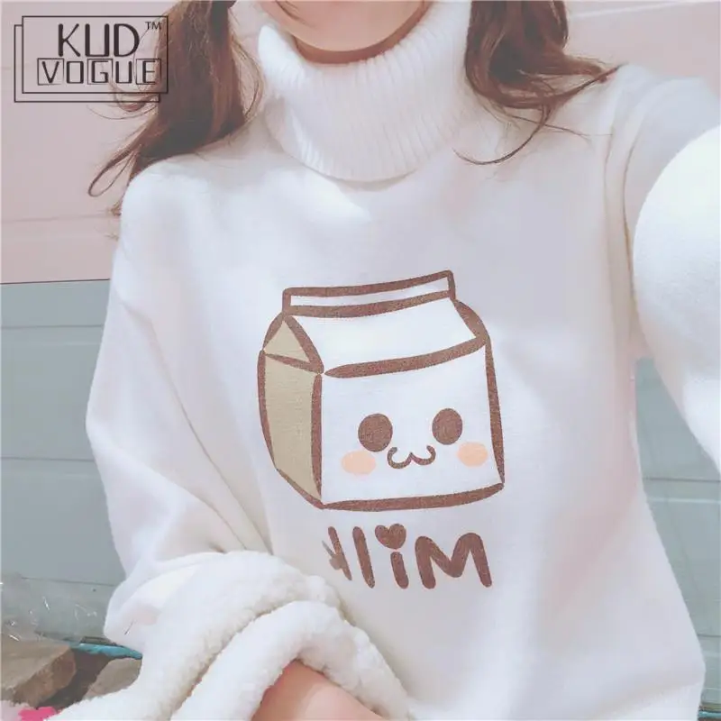 Женский пуловер зимний корейский свитер в стиле девушки Мори с высоким