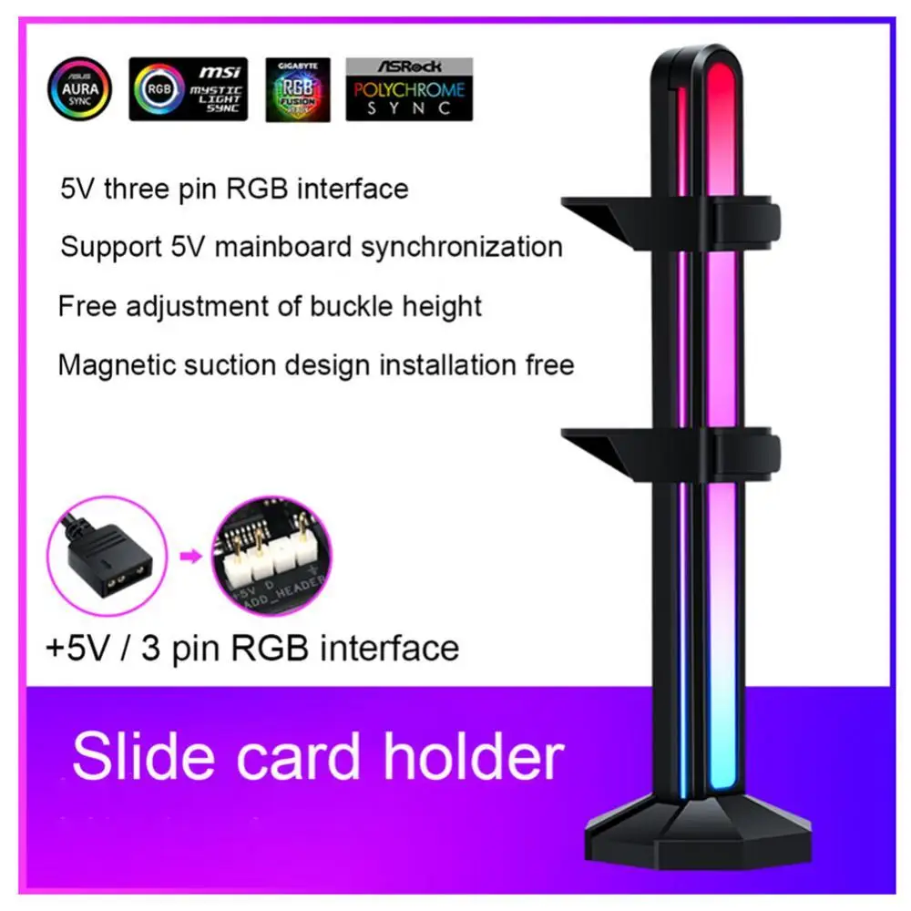 

5V 3Pin ARGB Light Graphics Card Vertical Support Magnetic Headphone Stand Headphone Stand Headset Holder Supporting Bar