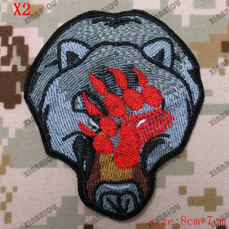 Нашивка с вышивкой животное леопард тигр медведь волк моральный дух военный