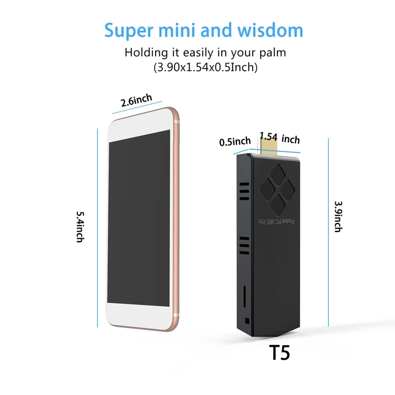 Мини-флешка W5 Pro Windows 10 I-ntel A-tom Z8350 2 Гб DDR 32 ГБ eMMC поддержка 4K 2021G/2 4G Wi-Fi CC BT 5 8 4 |