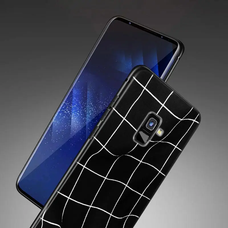Черно-белая клетчатая полоса для Samsung Galaxy A9 A8 Star A8S A7 A6 A6S A5 A3 Plus 2018 2017 A750 мягкий