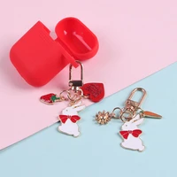 mini pro 4 tws case cute cartoon rabbit with keychain accessories earphone cover mini pro4 cover silicone protective case