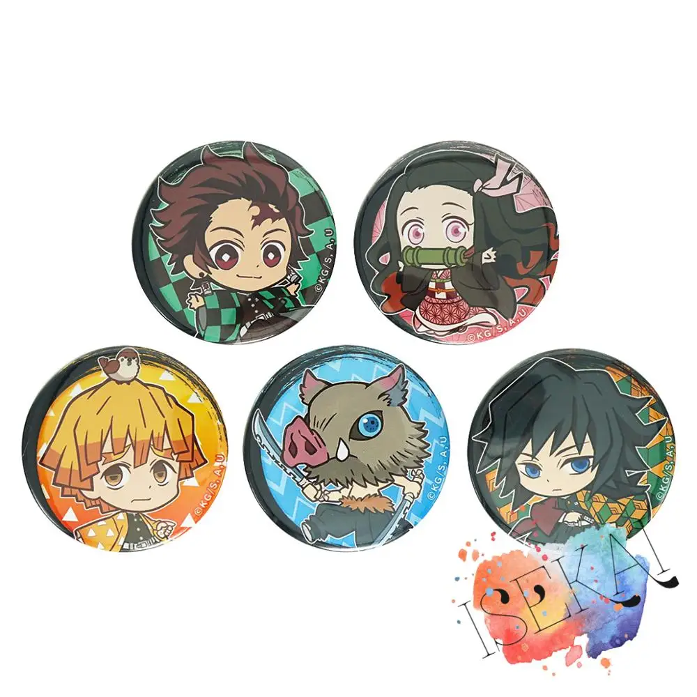 

Металлическая брошь-значок 50 мм для убийцы демонов: Kimetsu no Yaiba значок аниме Kamado Tanjirou Nezuko Inosuke Zenitsu Tomioka Giyuu