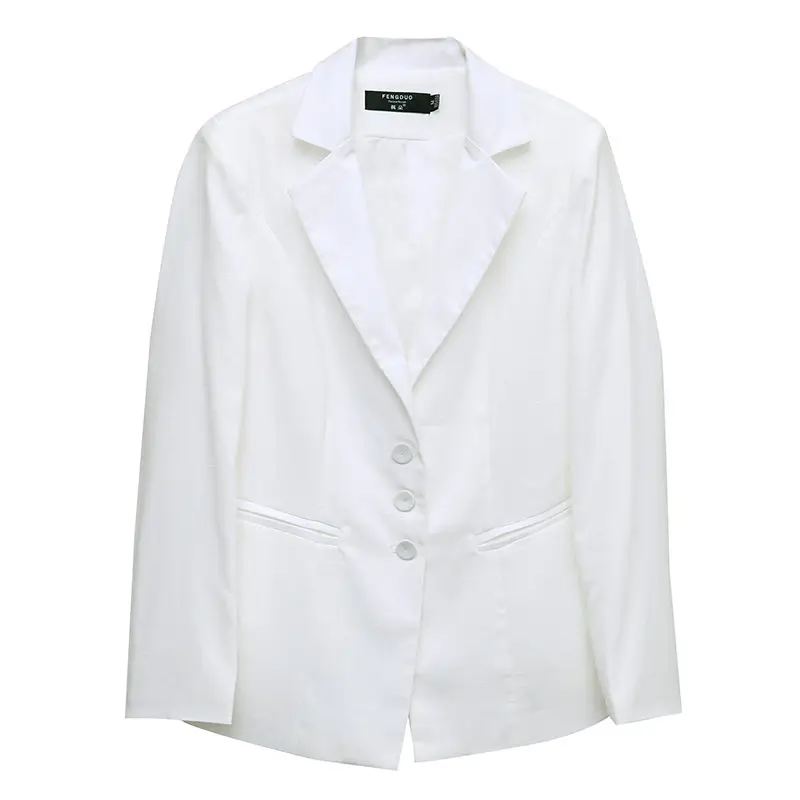 

Casual Thin Linen Suit Jacket Female Spring 2020 Women's Clothing Korean Summer Large Size Cotton and Linen Blazer White K185