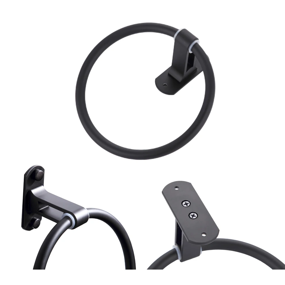 Кольцо для полотенца черный держатель полотенец круглая настенная стойка душа