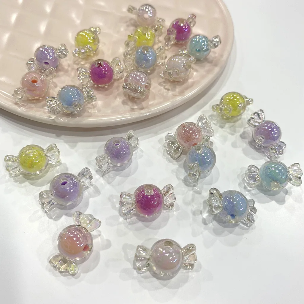 

50Pcs Color Acrylic Candy Straight Hole DIY Craft Supplies Clothing Loose Beads Necklaces Decorate Scrapbook Materials Resin