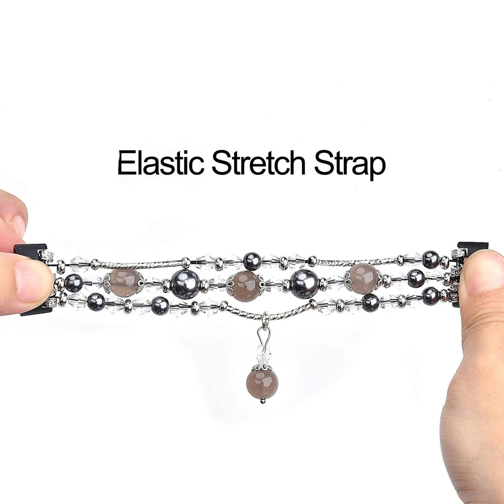 Jewelry Bracelet Watch Band for Fitbit Charge 4 Smartwatch Elastic Beaded Replacement Strap for Fitbit Charge 3 Bands Luxury