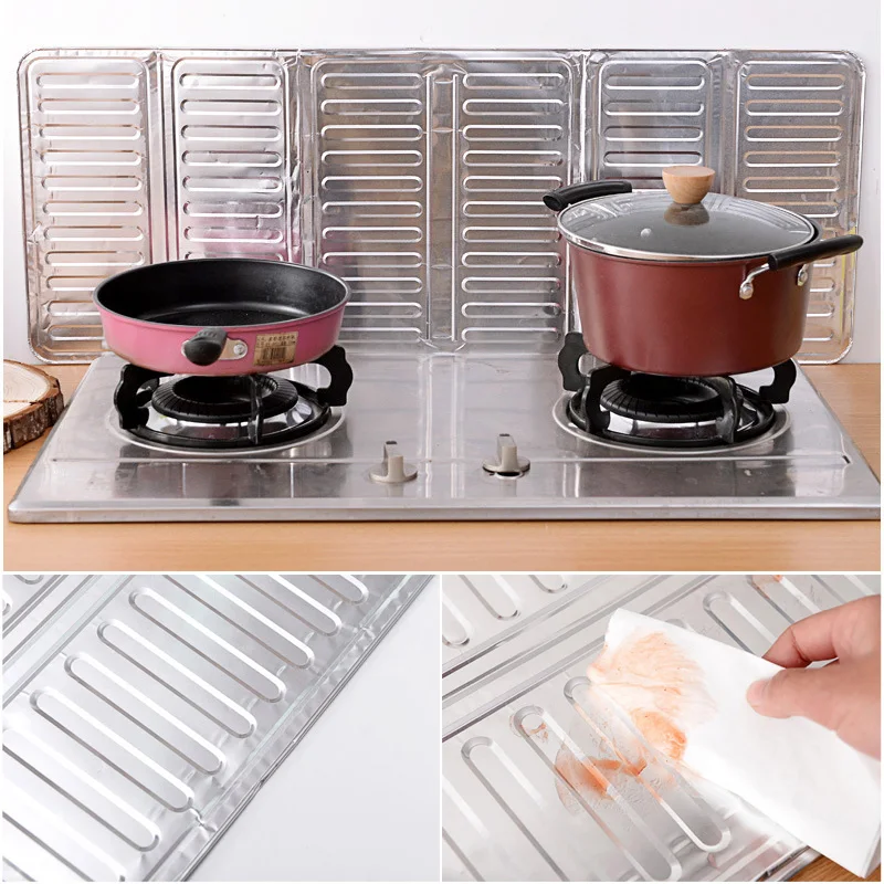 

Cooking Frying Oil Splash Screen Cover Anti Splatter Shield Kitchen Tool Guard Aluminum Foil Silver Kitchen Tools & Gadgets