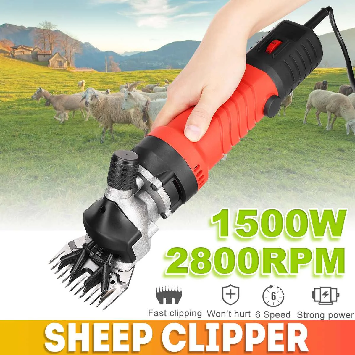 

1500W 110V/220V 6 передач Скорость 13-зубы электрические овцы козы стрижки Машинка для стрижки фермерские Ножницы Резак Ножницы для шерсти с коробк...