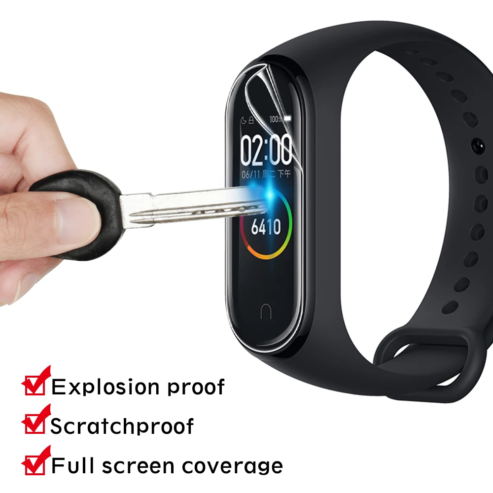 Smart Bracelet Tempered Glass For Xiaomi Mi Band 5 Clear TPU Coverage Protective Film Screen Protector | Электроника