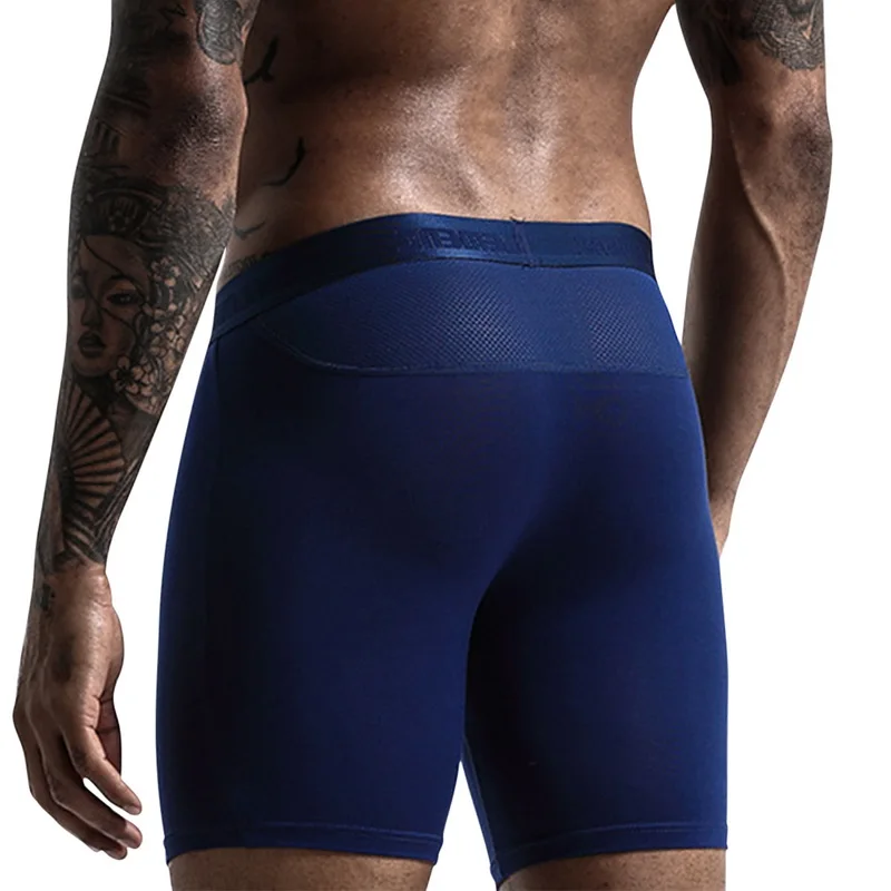 

Long Men Underwear Sexy Elastic Slim Lengthen Boxer Panties Breathable Sport Quick Drying Underwear Men Fitness interior hombre