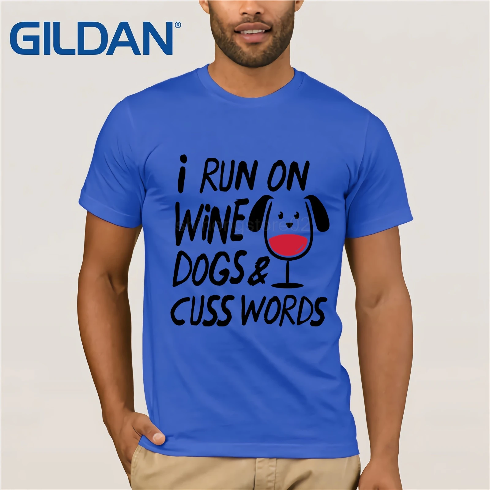 Летняя футболка с надписью I On Wine Dogs And Cuss | Мужская одежда