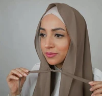 heavy chiffon hijab women plain scarf hijab wrap new solid color shawls headband muslim hijabs with rope